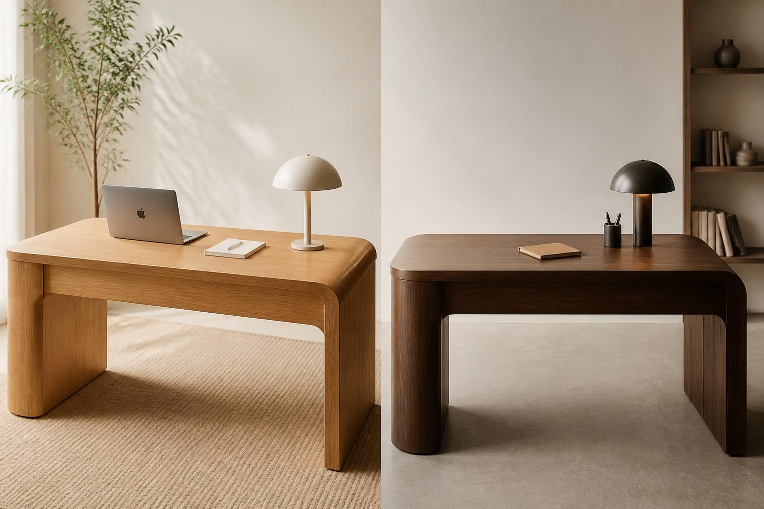découvrez les différents styles de bureaux en bois arrondi et choisissez entre bois massif clair ou foncé pour un espace de travail élégant et adapté à vos goûts.